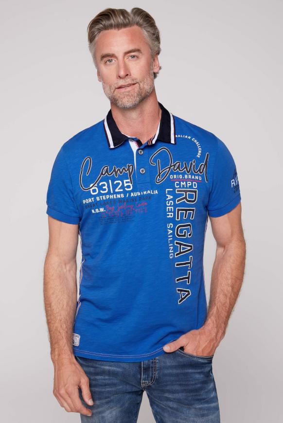 Poloshirt mit Artworks und Kontrastkragen