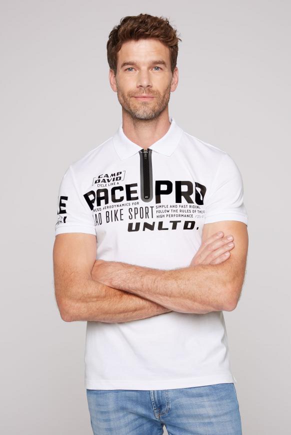 Poloshirt mit Flock- und Folienprints opticwhite
