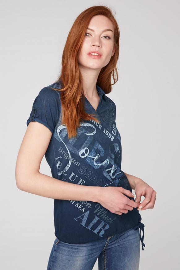 Poloshirt mit glitzerndem Wording Print