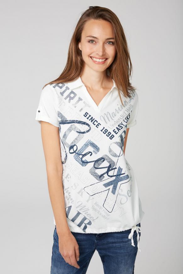 Poloshirt mit glitzerndem Wording Print