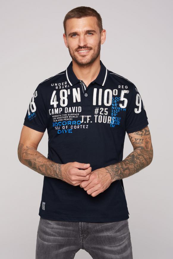 Poloshirt mit Label-Applikationen blue navy