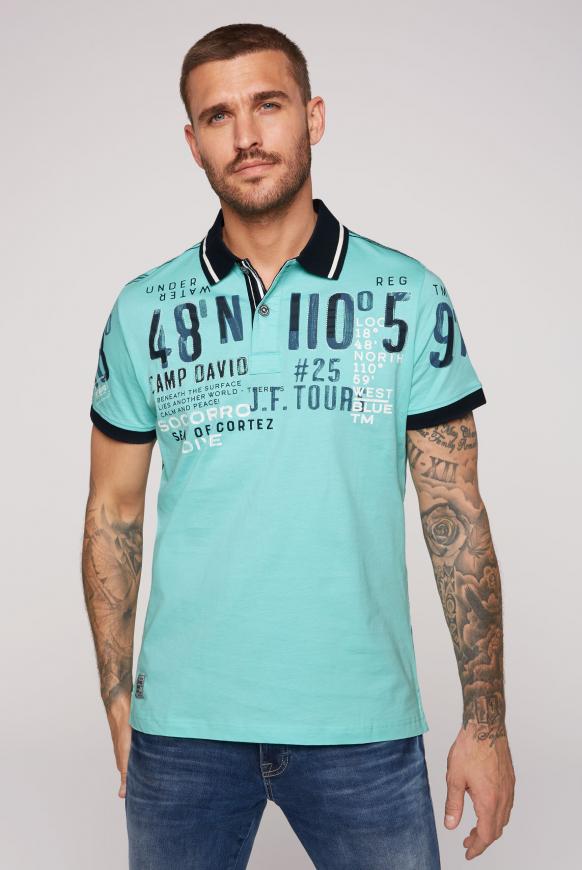 Poloshirt mit Label-Applikationen flash aqua