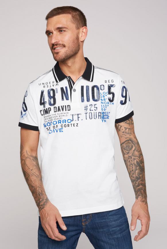 Poloshirt mit Label-Applikationen ivory