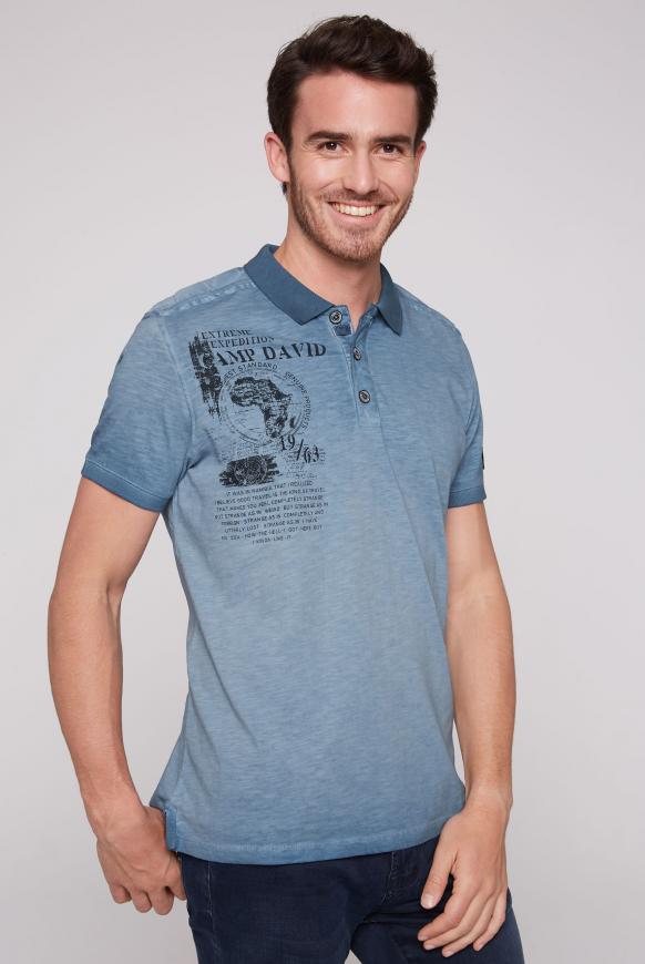 Poloshirt mit Schulter-Patches und Artworks
