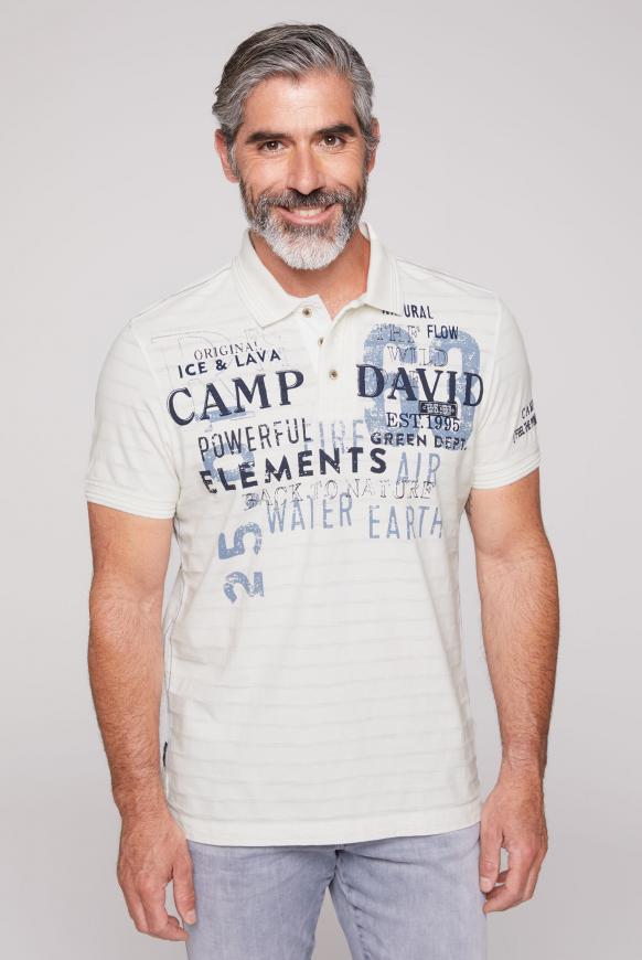 Poloshirt mit Struktur-Streifen und Artworks undyed