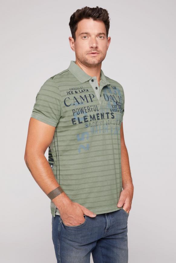Poloshirt mit Struktur-Streifen und Artworks