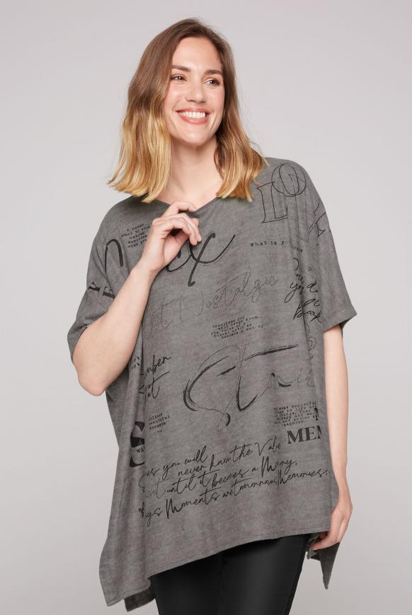 Poncho mit Wording Print und Glitzersteinen