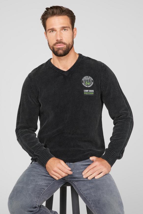 Pullover aus Chenille mit Label Patches