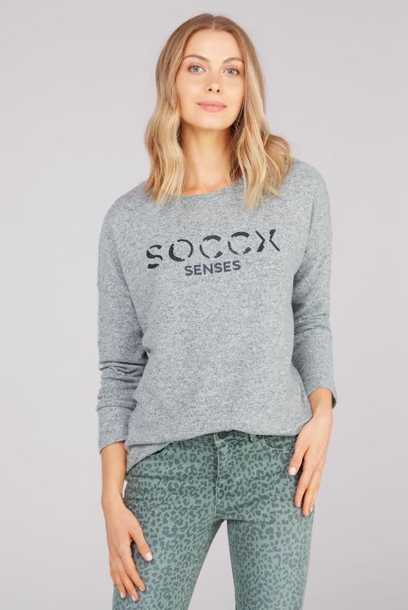 Pullover aus Strickfleece mit Glitter Logo
