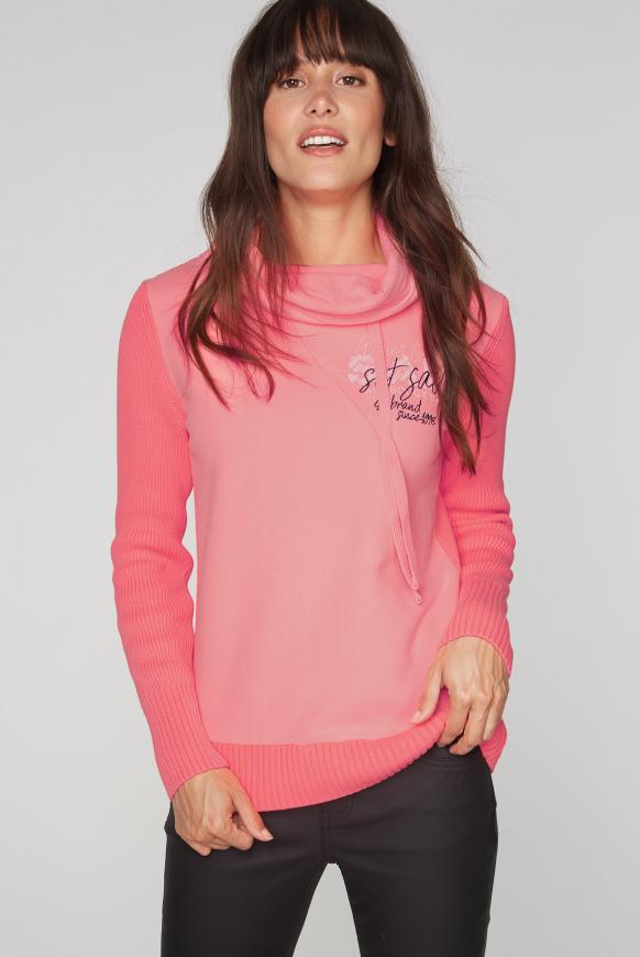 Pullover im Materialmix mit Artwork
