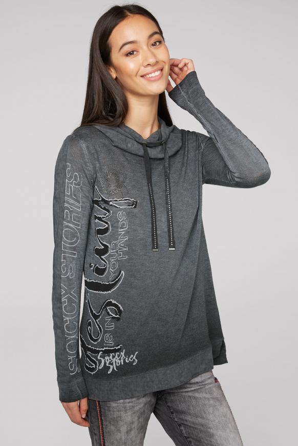 Pullover im Materialmix mit Artwork