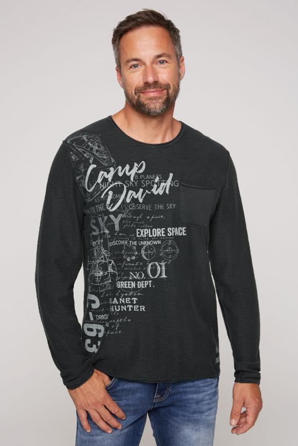 Pullover in Linksstrick mit Label Prints black
