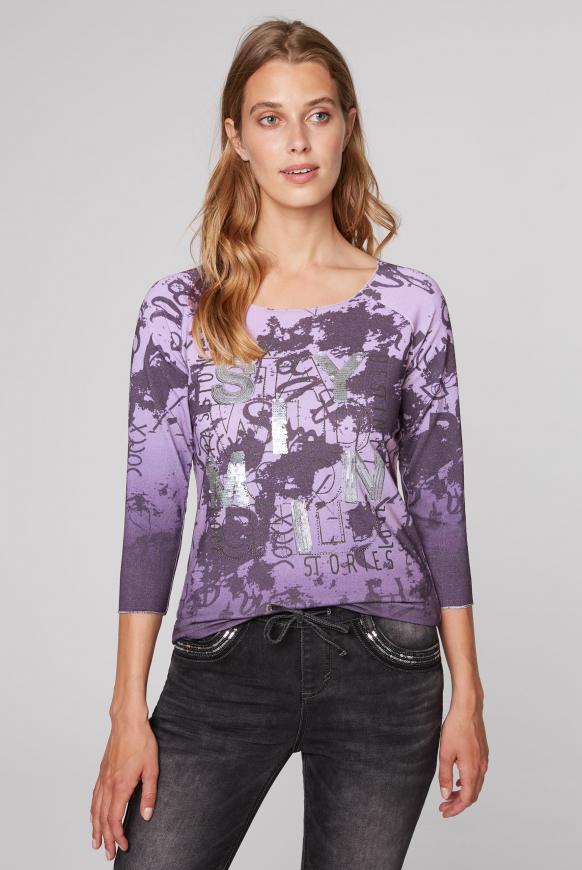 Pullover mit All Over Print und Pailletten