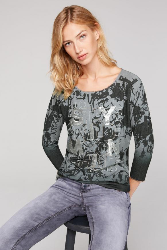Pullover mit All Over Print und Pailletten