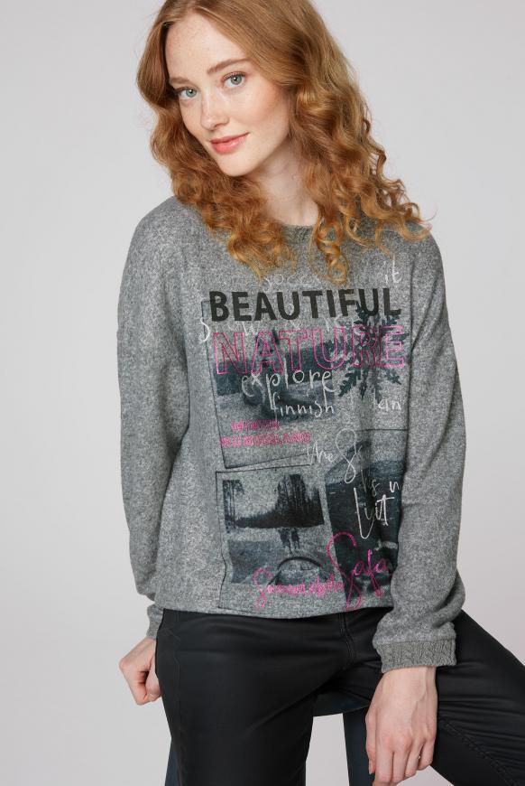 Pullover mit Foto- und Glitter-Print