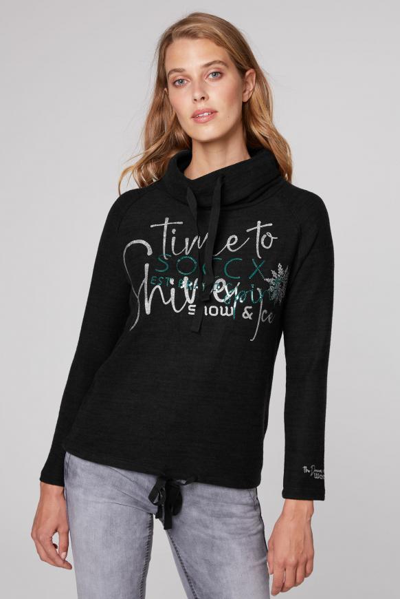 Pullover mit hohem Kragen und Artwork