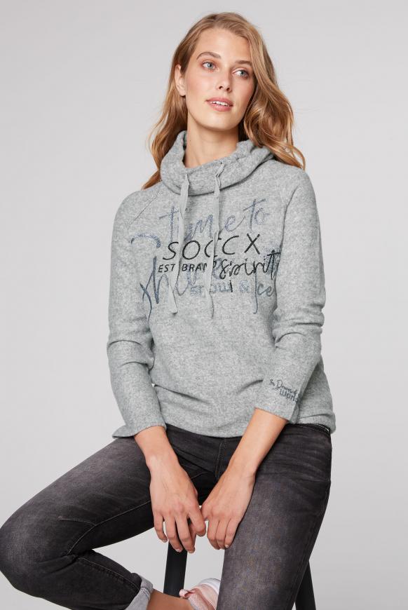 Pullover mit hohem Kragen und Artwork