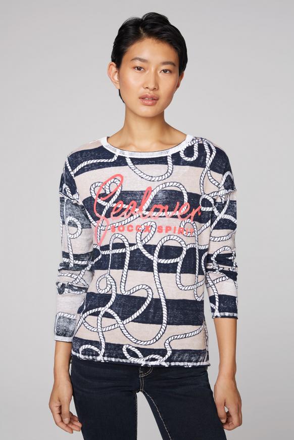 Pullover mit Inside Print und Acid-Waschung