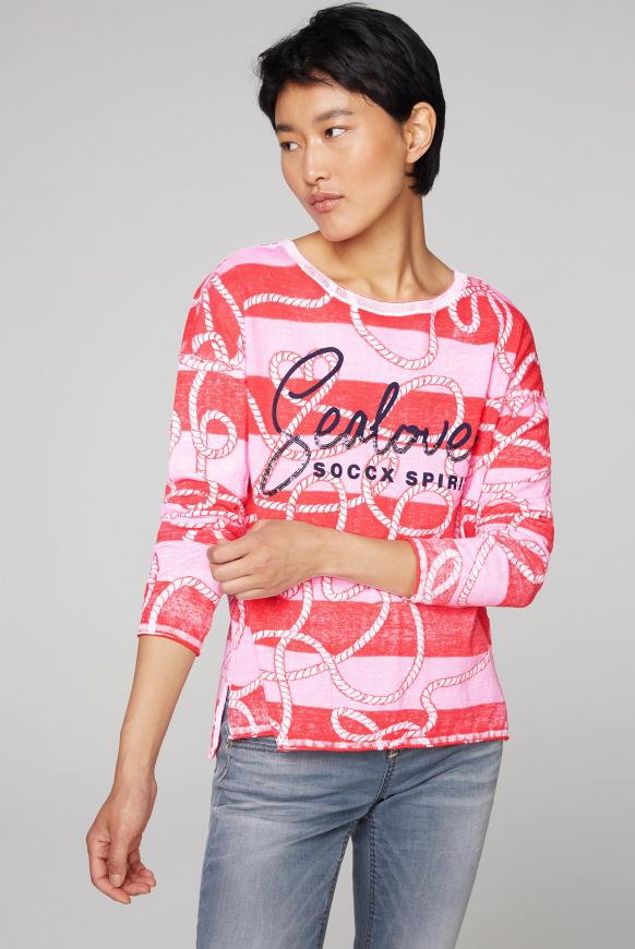 Pullover mit Inside Print und Acid-Waschung