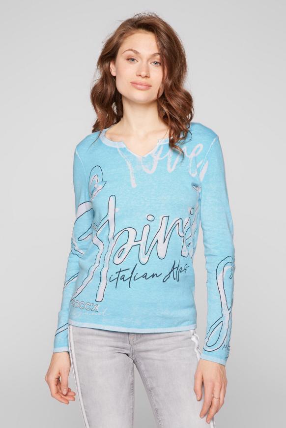 Pullover mit Logo Print clear blue