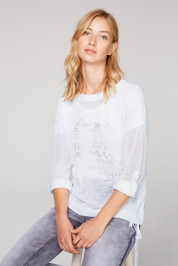 Pullover mit Meshstruktur und Foliendruck