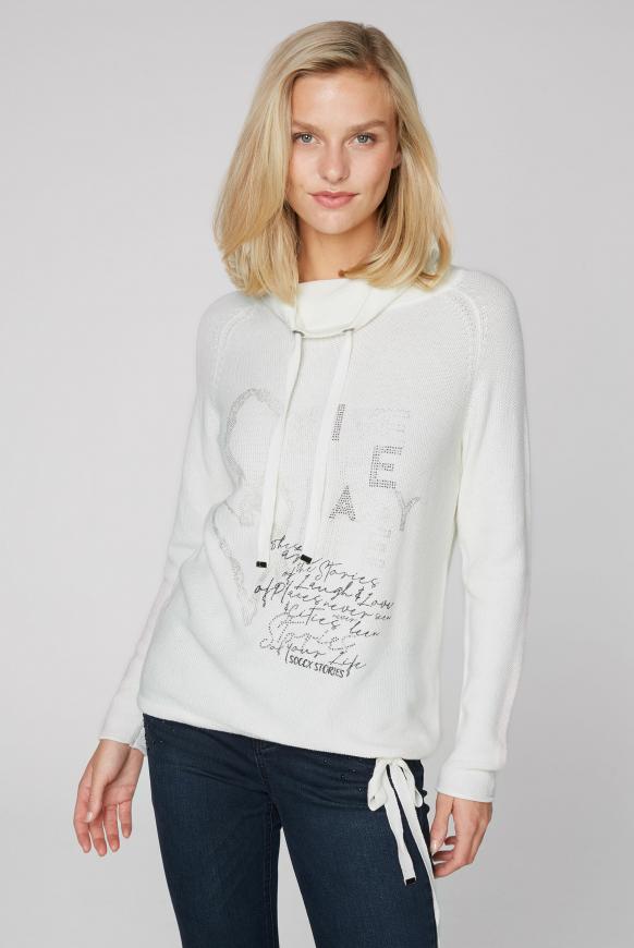 Pullover mit Perlmuster und Rollkragen