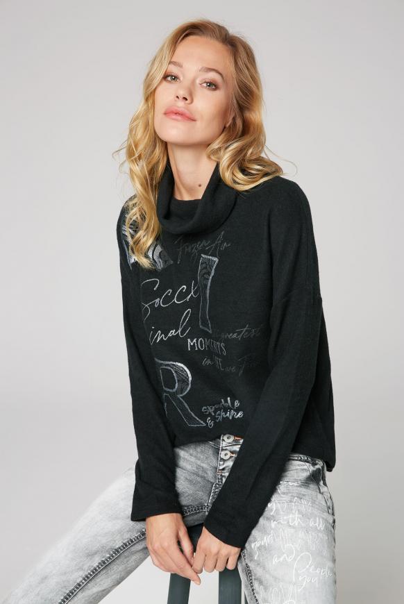Pullover mit Rollkragen und Glitter Artwork