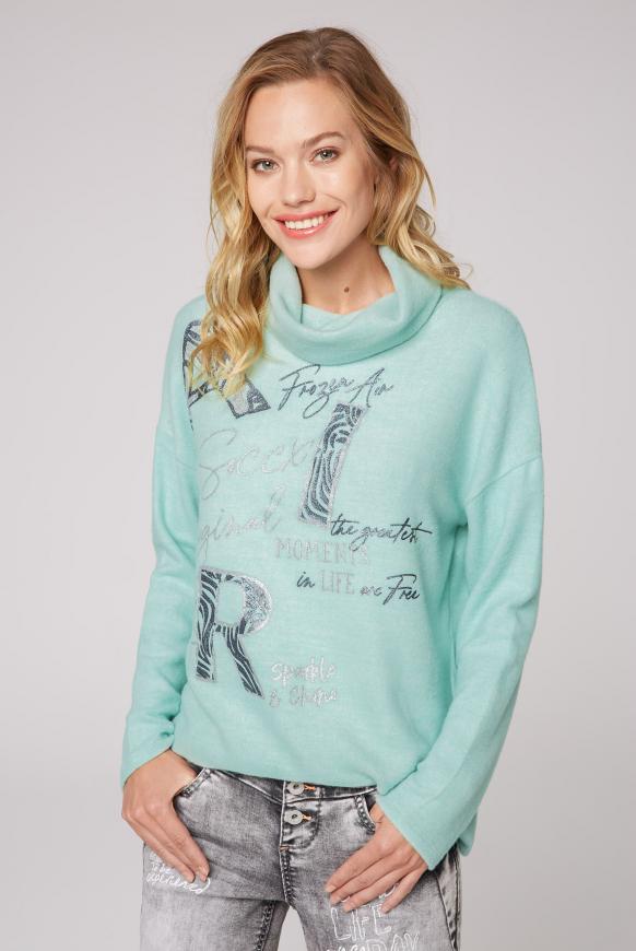 Pullover mit Rollkragen und Glitter Artwork