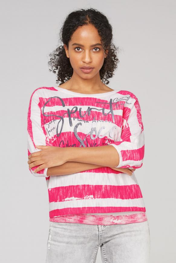 Pullover mit Streifen- und Glitter-Print