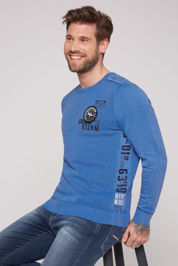 Pullover mit Strickmuster und Artworks pacific blue