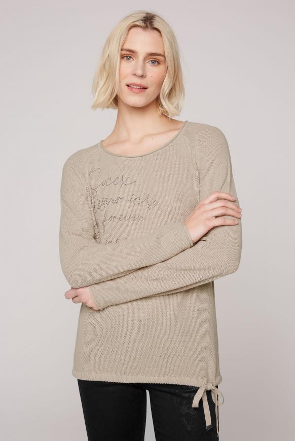 Pullover mit Strickmuster und Bindebandsaum