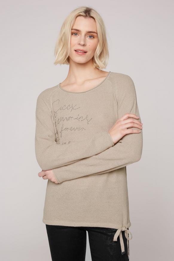 CAMP DAVID & SOCCX | Pullover mit Strickmuster und Bindebandsaum cool sand