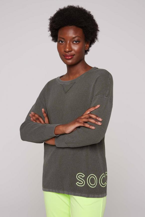 Pullover mit Strickmuster und Logo Print