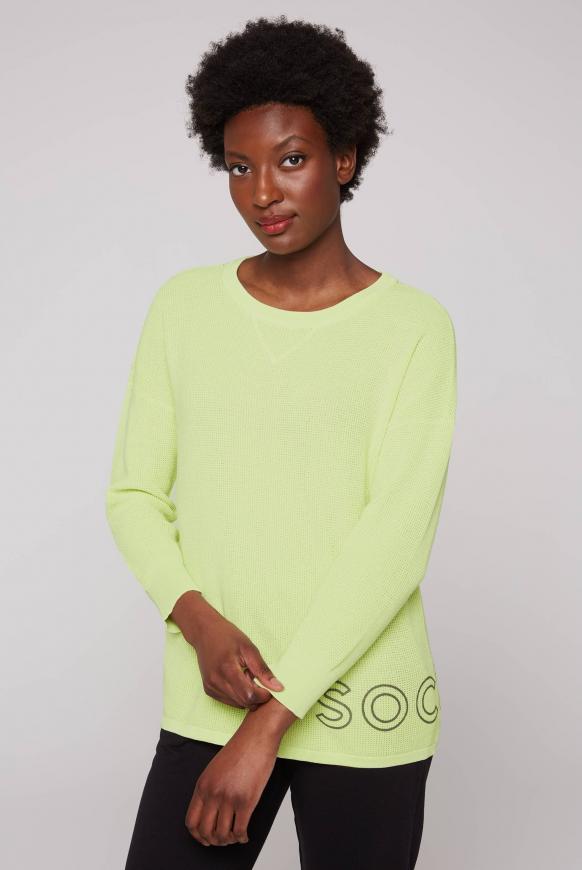 Pullover mit Strickmuster und Logo Print