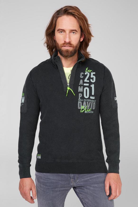 Pullover mit Troyer-Kragen und Artworks