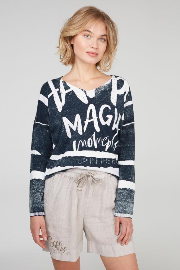 Pullover mit V-Ausschnitt und Acid Print