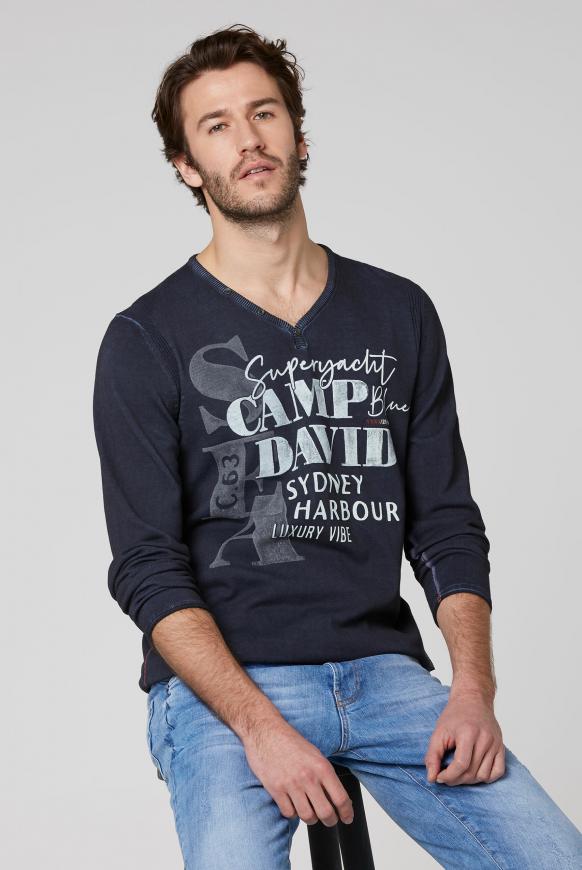 Pullover mit V-Neck und Watercolour Print