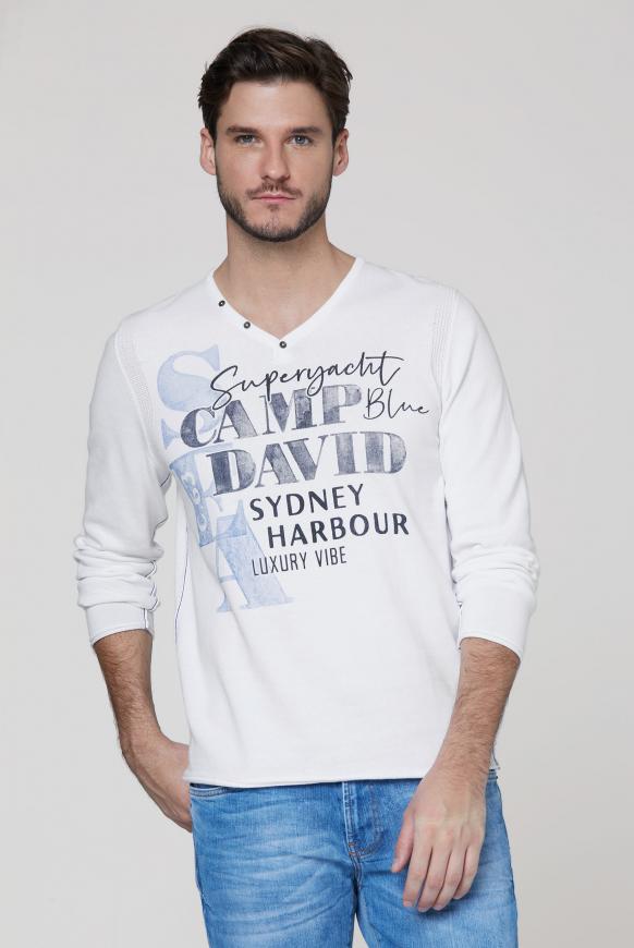 Pullover mit V-Neck und Watercolour Print