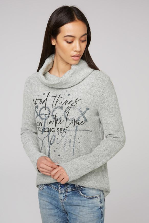 Pullover mit weitem Rollkragen und Print