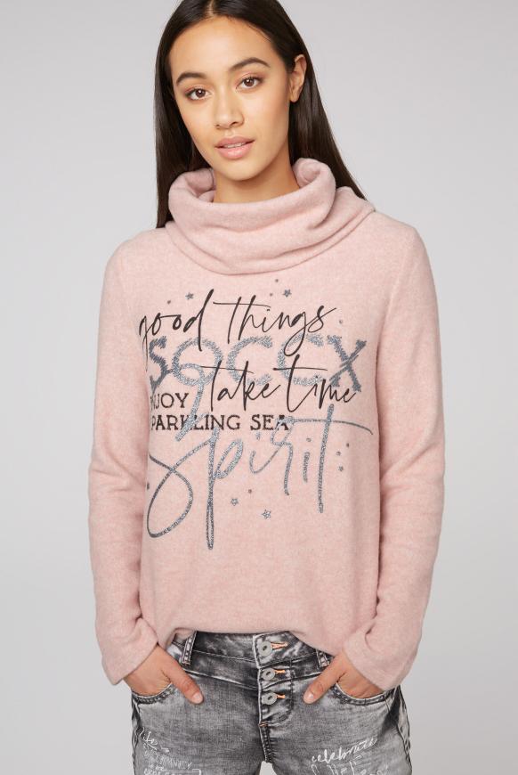 Pullover mit weitem Rollkragen und Print