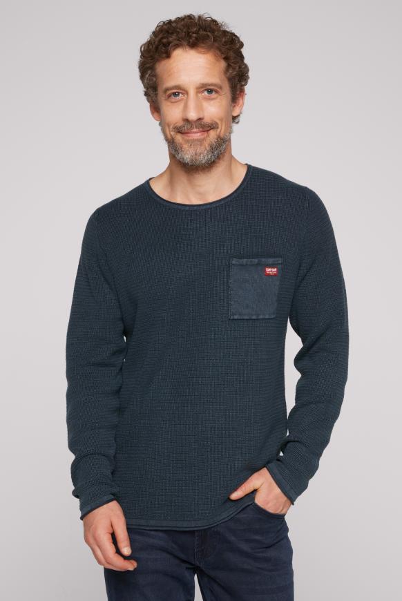 Pullover Stone Washed mit Strickmuster