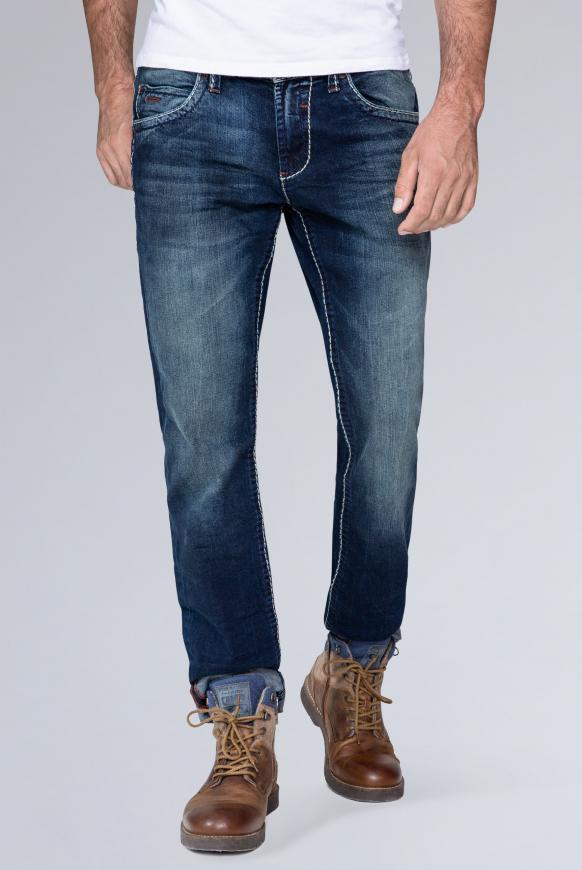 Regular Fit Jeans NI:CO mit 3-D-Knittereffekten dark used