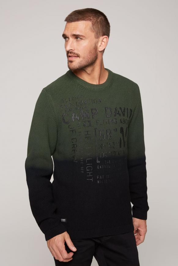 Rippstrickpullover mit Farbverlauf und Print