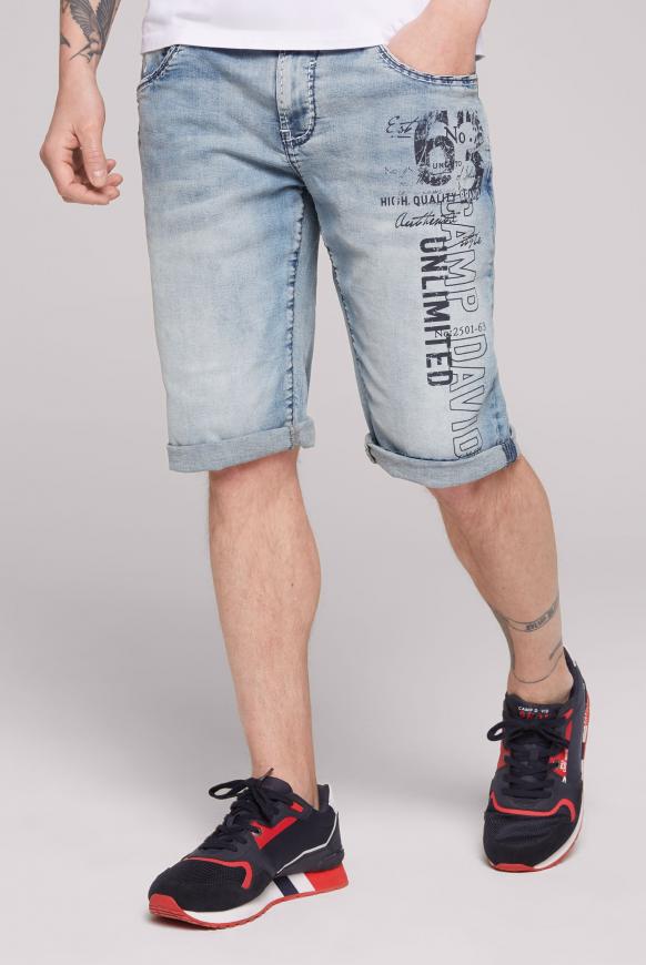RO:BI Skater Jeans Shorts mit Print mid blue printed