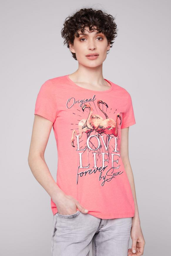 Rundhalsshirt mit Glitzer-Artwork