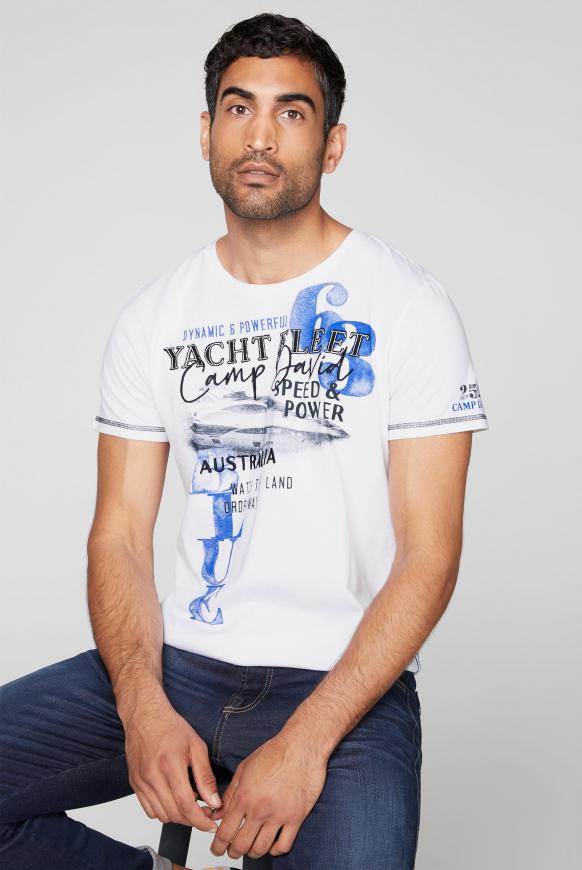 Rundhalsshirt mit Label-Applikationen
