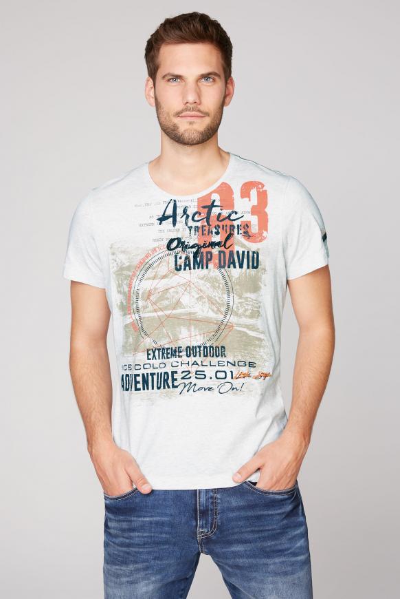 Rundhalsshirt mit Label-Applikationen