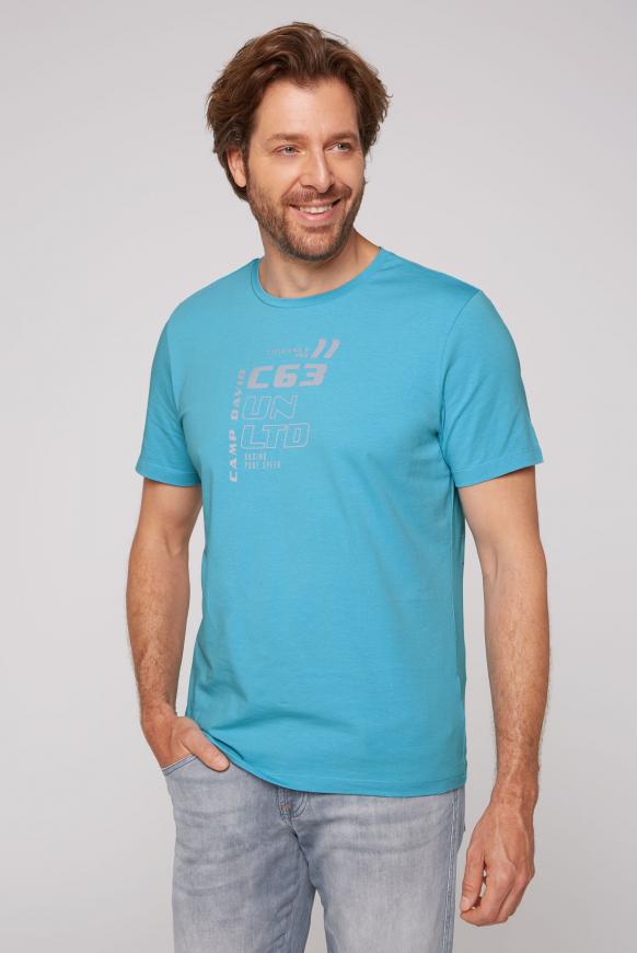 Rundhalsshirt mit Print Artworks power blue