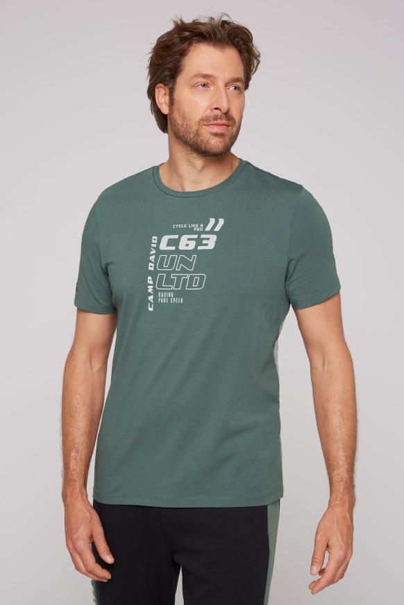 Rundhalsshirt mit Print Artworks dark sage