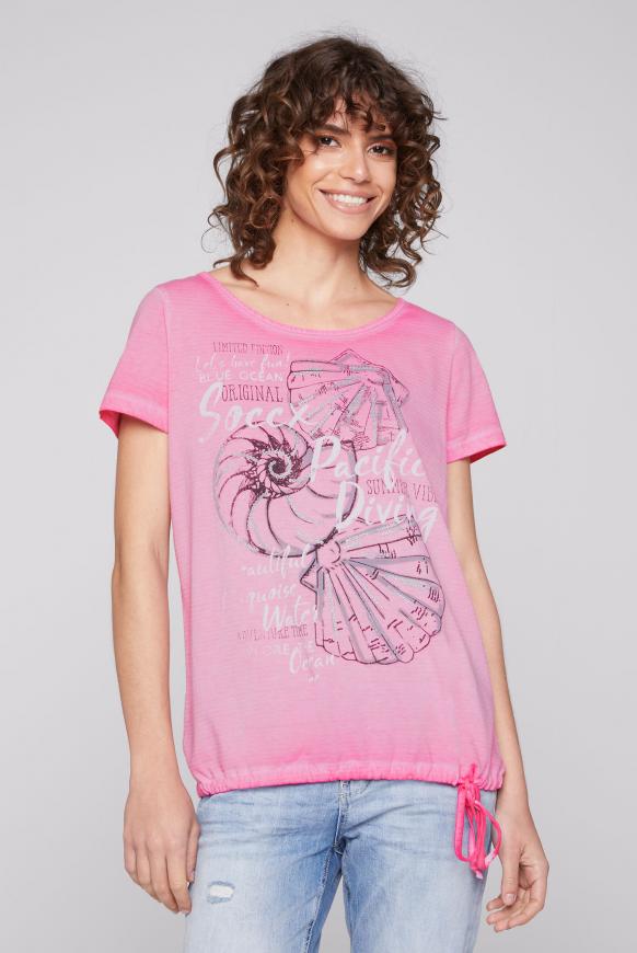 Rundhalsshirt Oil Dyed mit Artwork